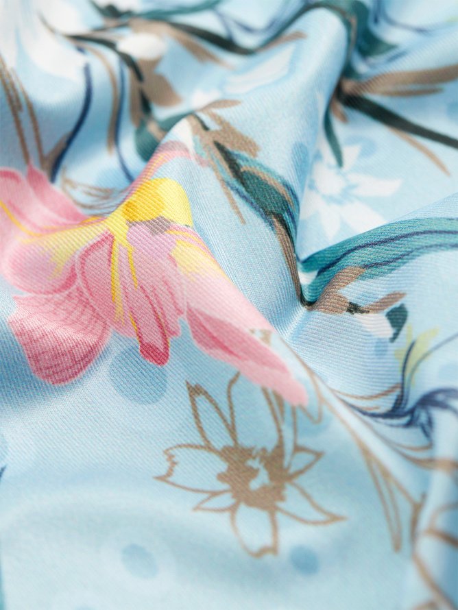 Loose V Neck Casual Floral T-Shirt