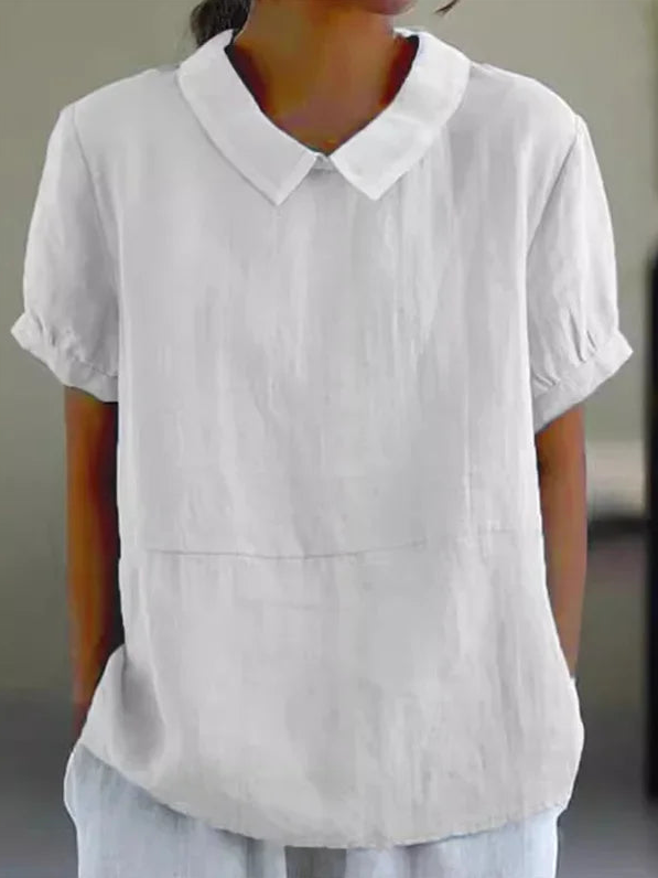 Shawl Collar Casual Plain T-Shirt