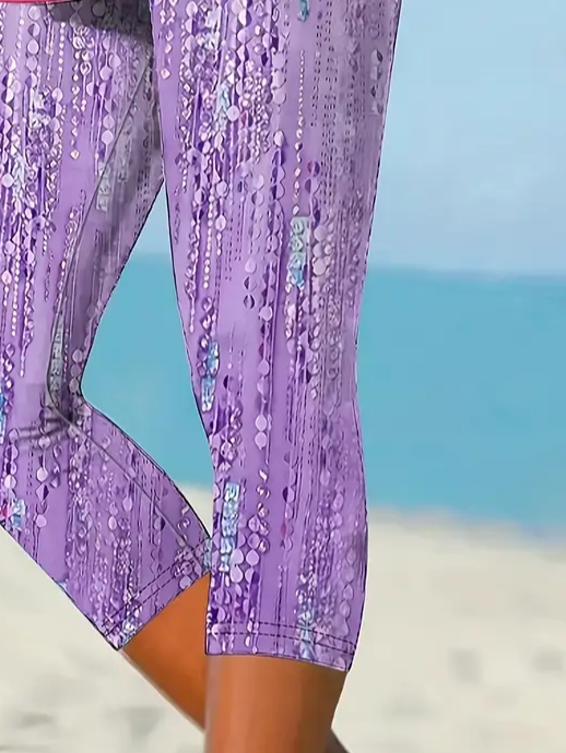 Women's Striped Spring Print Casual Leggings