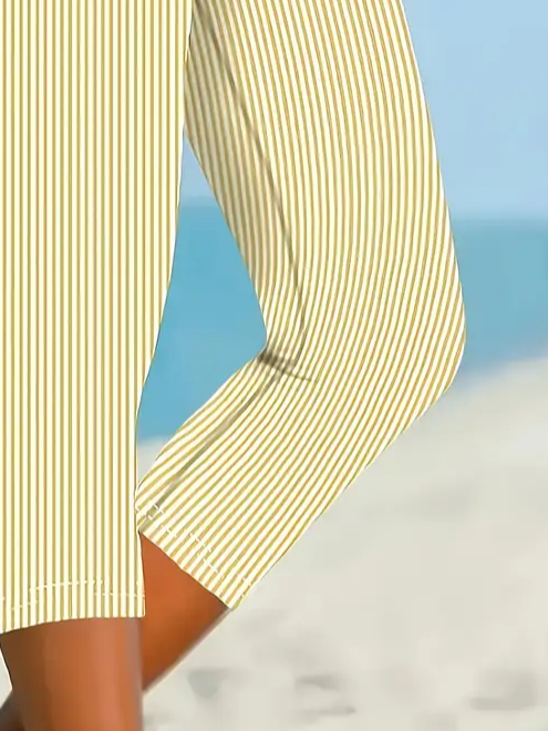 Women's Striped Spring Print Casual Leggings