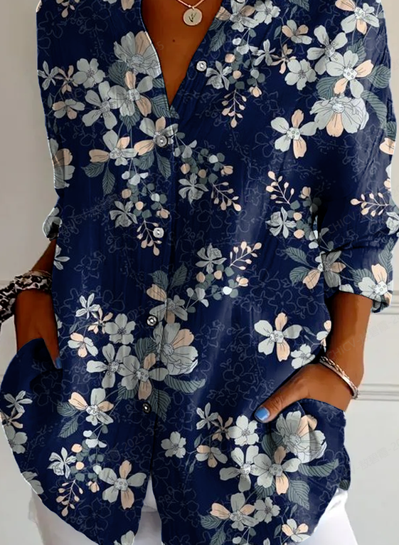 Floral long-sleeved shirt