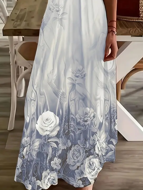 Women's Floral Spring Print Sexy Fashion Suspender Long Dress