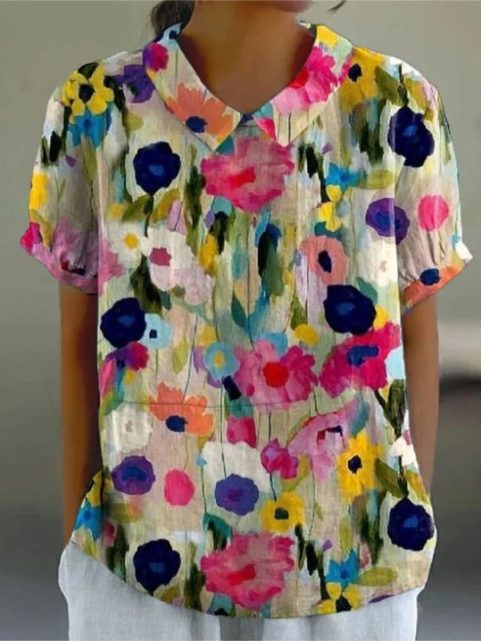 Simple Cotton Loose Blouse