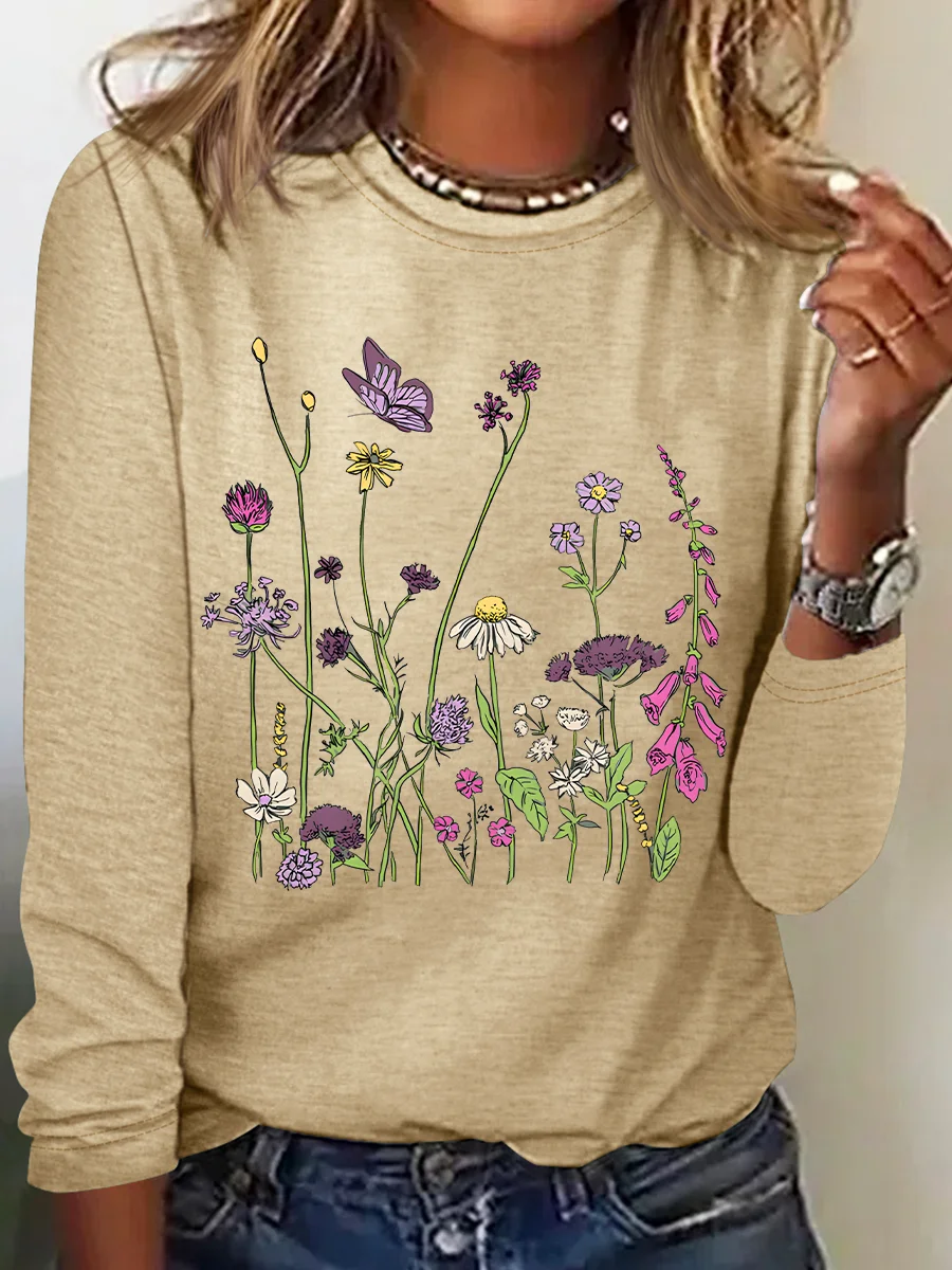 Realaxed Wildflowers Casual Long Sleeve Shirt