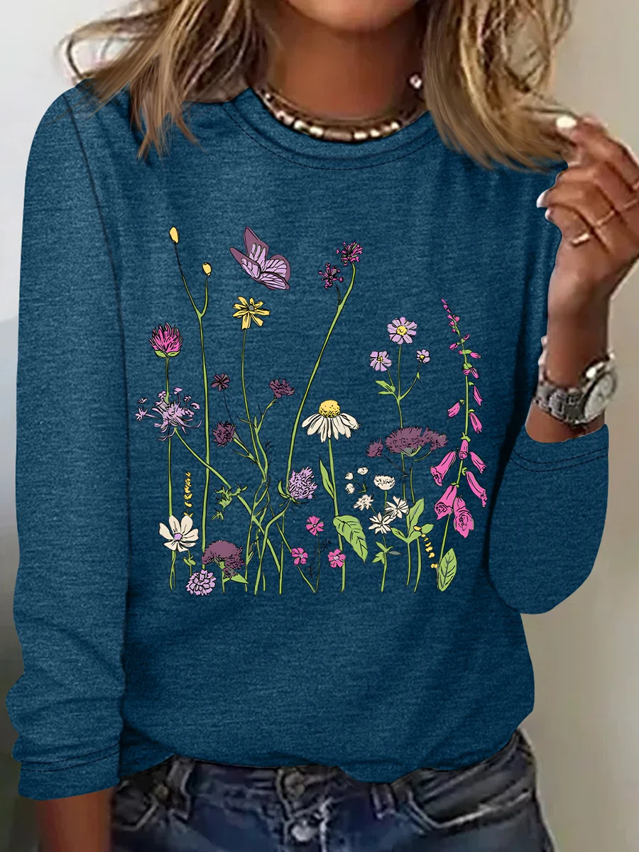 Realaxed Wildflowers Casual Long Sleeve Shirt