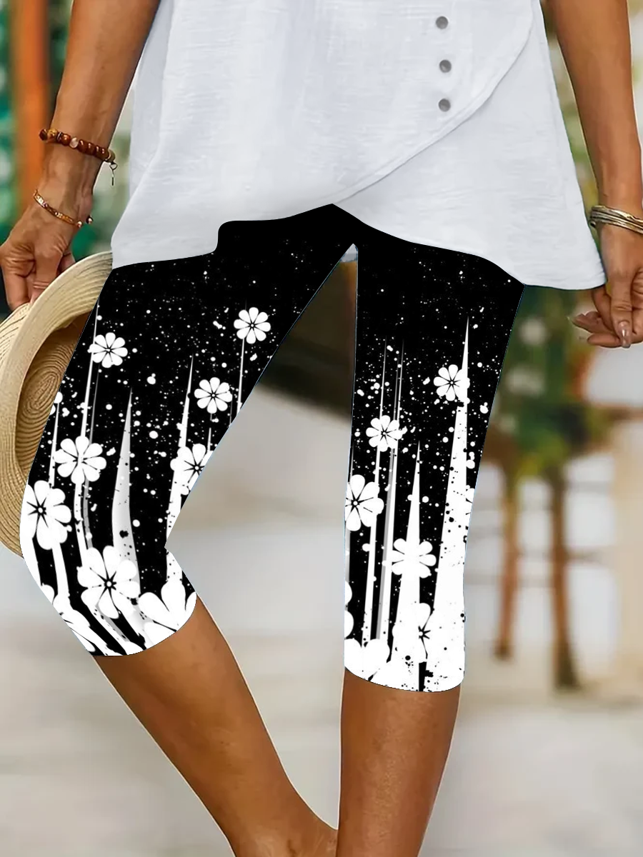 Floral contrast leggings