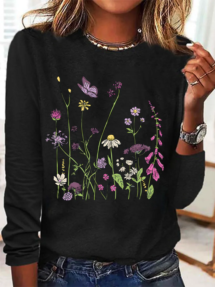 Realaxed Wildflowers Casual Long Sleeve Shirt