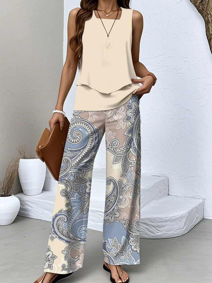 Regular Fit Casual Two-Piece Set With No