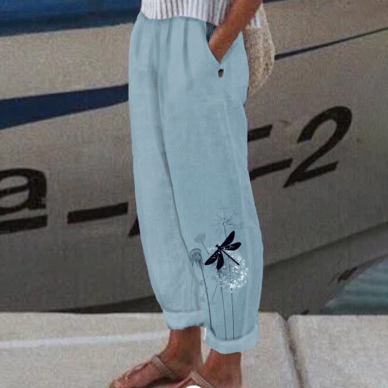 Dragonfly comfortable casual cotton and linen pants