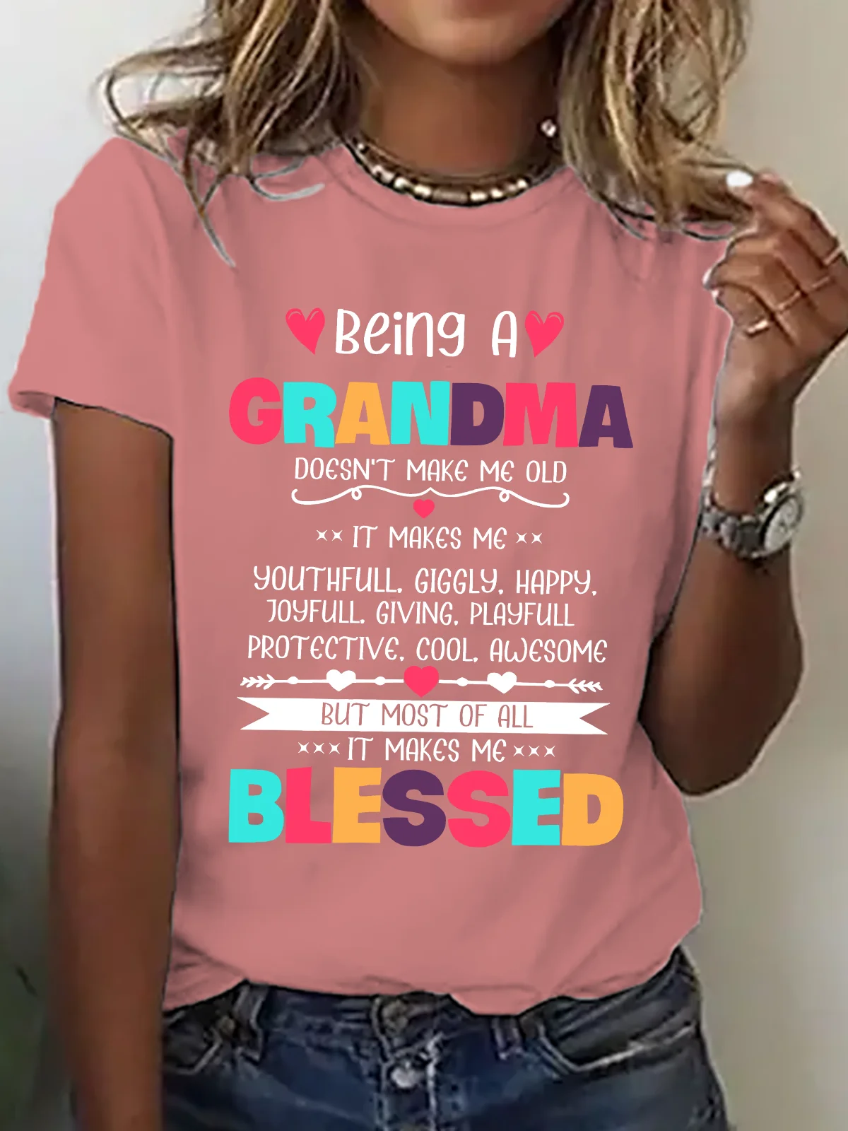 Being A Grandma Doesn't Make Me Old It Makes Me Blessed Cotton T-Shirt