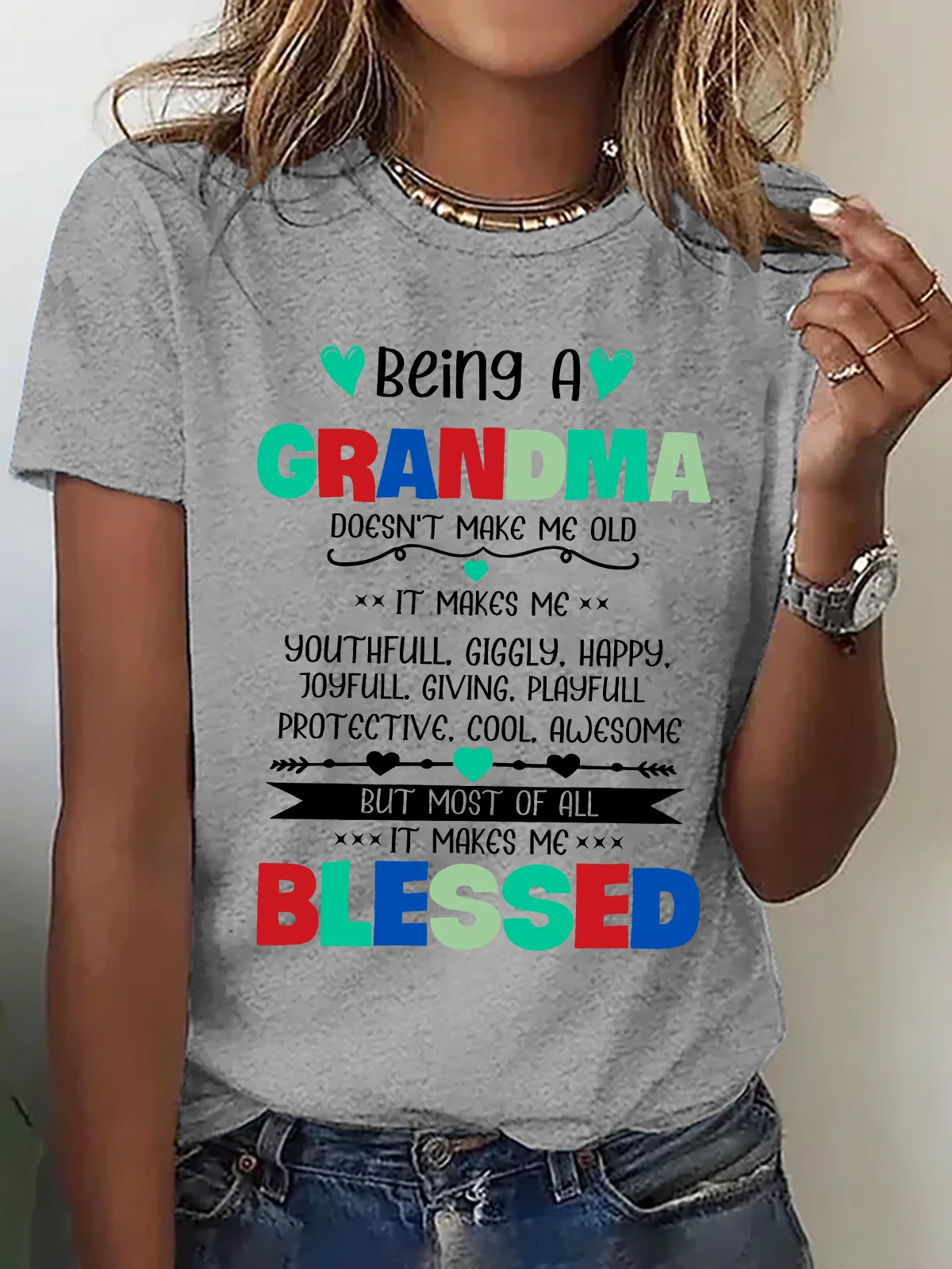 Being A Grandma Doesn't Make Me Old It Makes Me Blessed Cotton T-Shirt