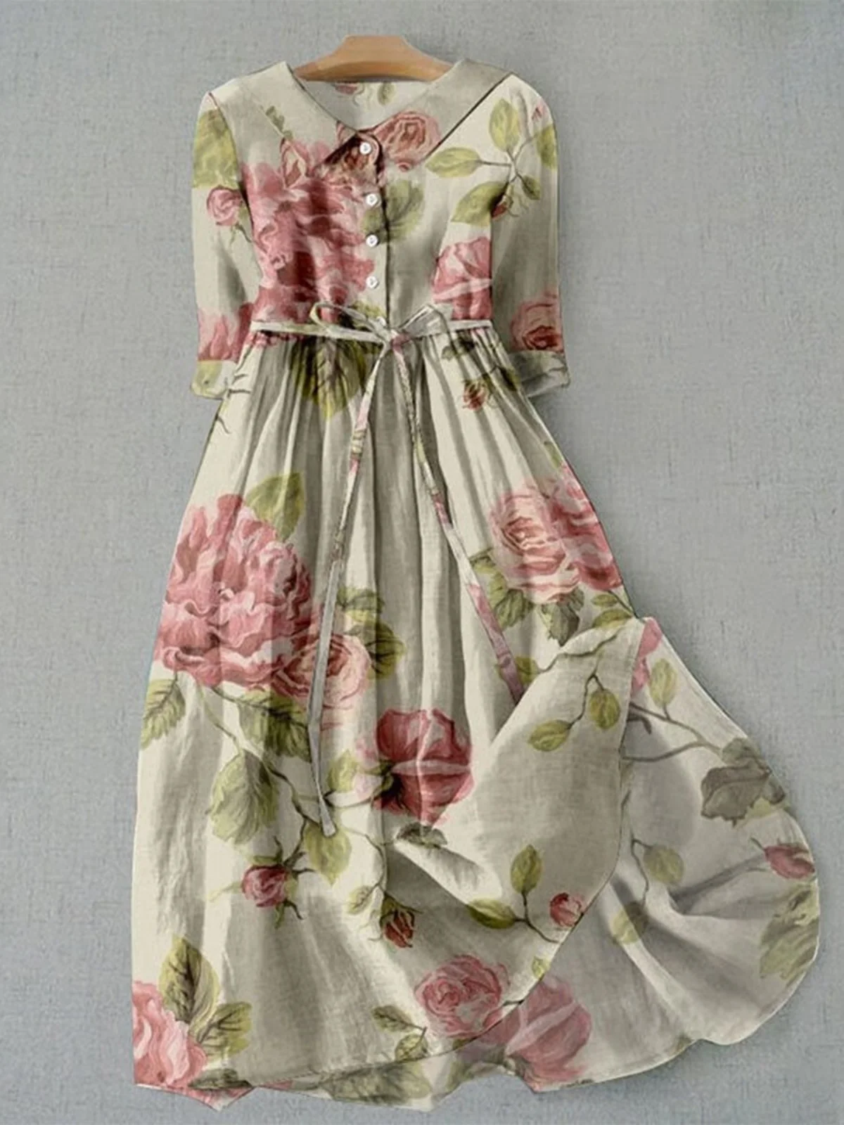 Cotton Regular Fit Casual Dress With Belt