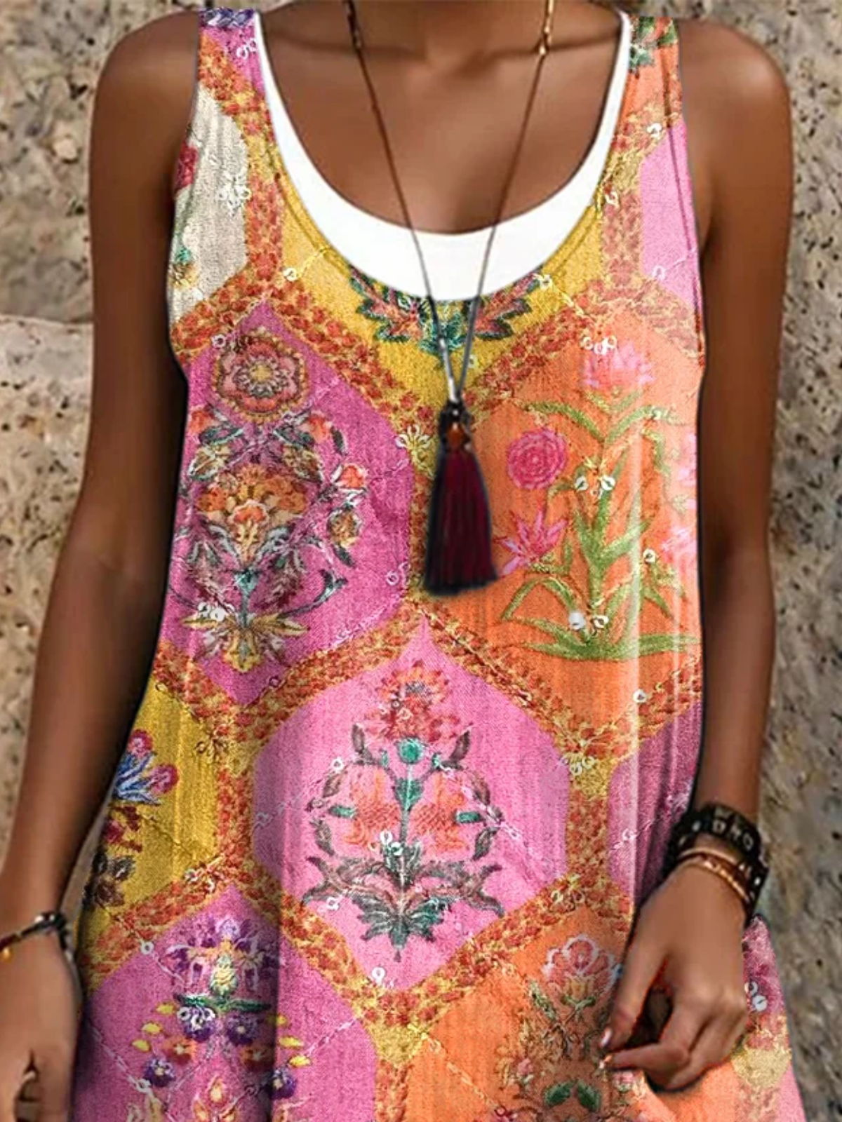 Regular Fit Hawaii Ethnic Dress With No