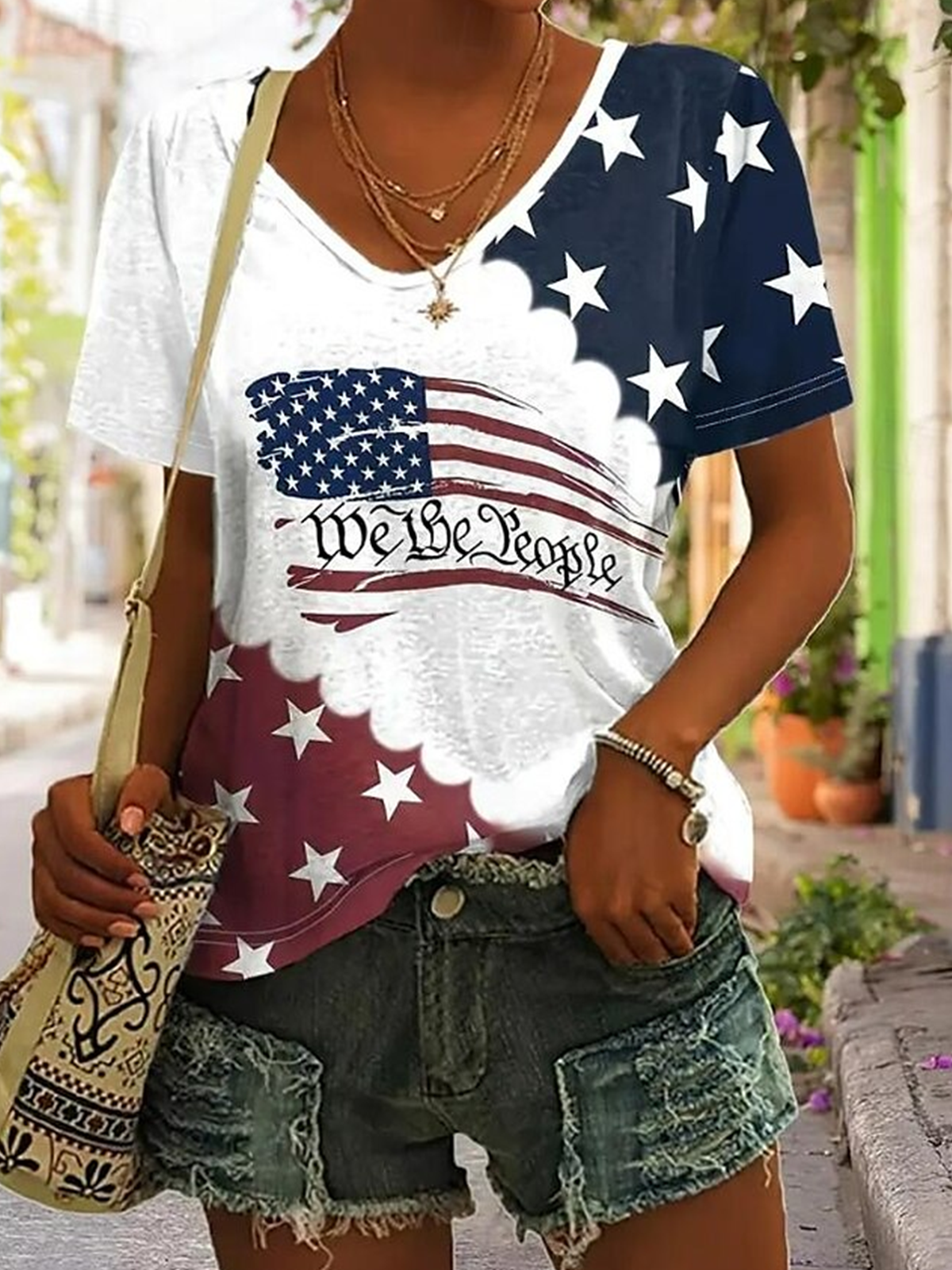 V Neck Cotton Casual Regular Fit T-Shirt