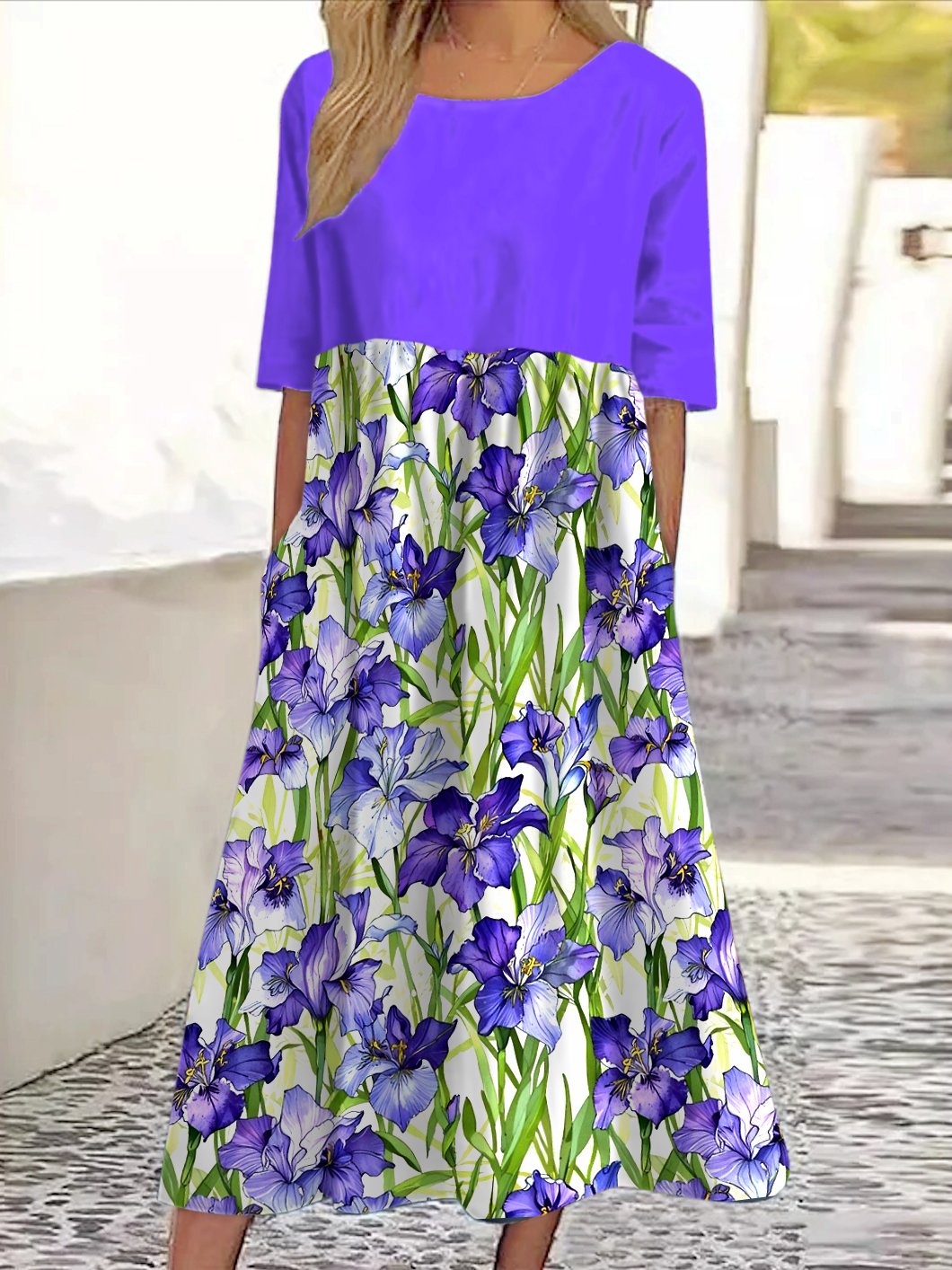 Cotton Floral Casual Dress With No