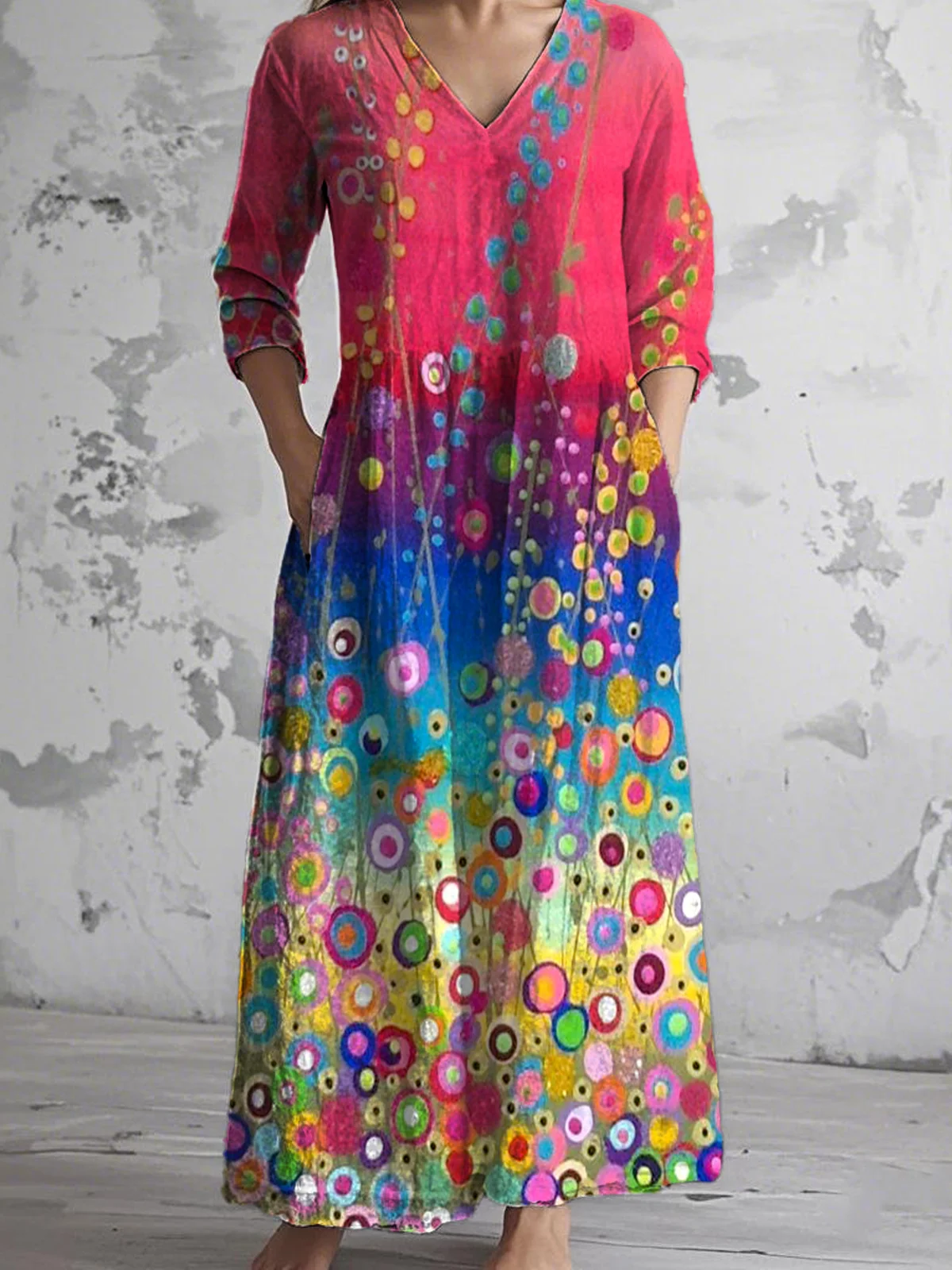 Jersey Gradient Pattern Regular Fit Casual Dress With No