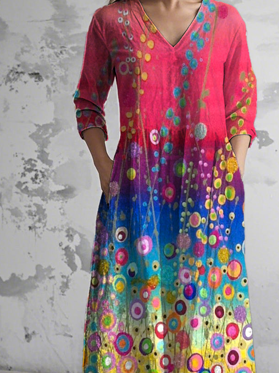 Jersey Gradient Pattern Regular Fit Casual Dress With No