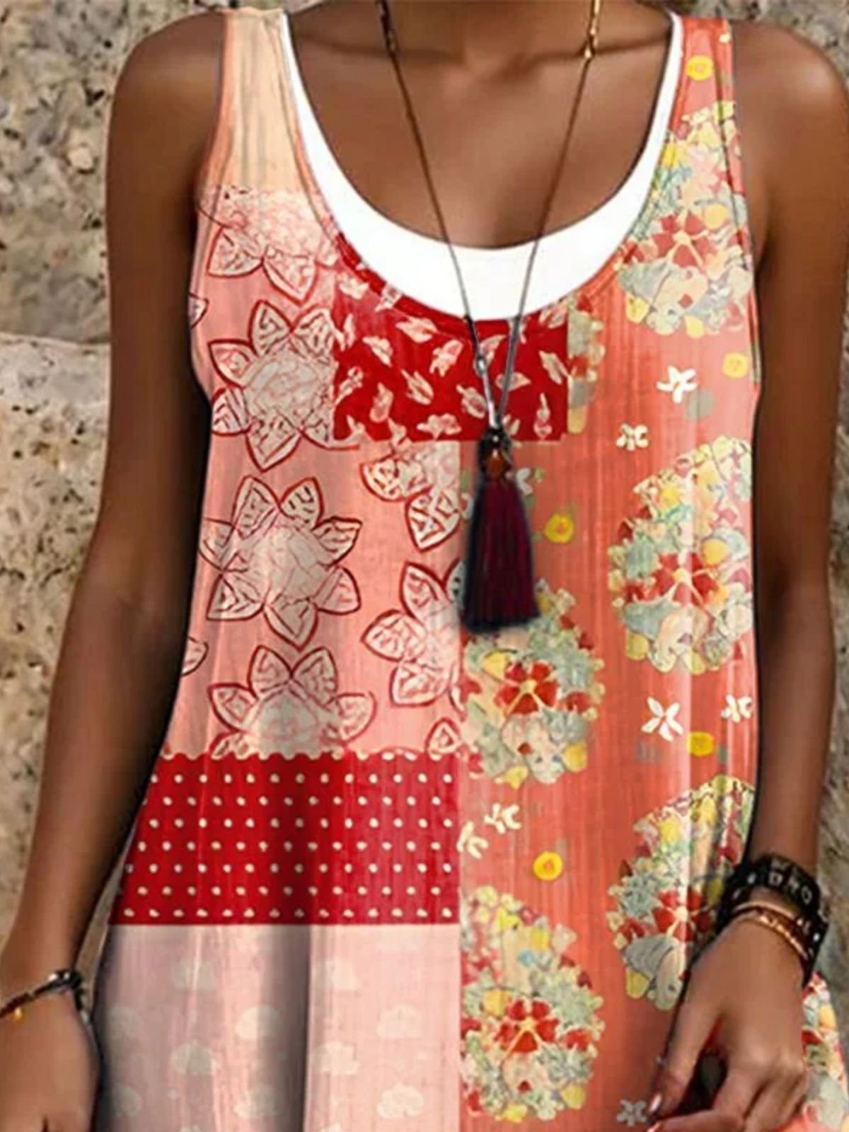Regular Fit Crew Neck Casual Cotton Dress With No