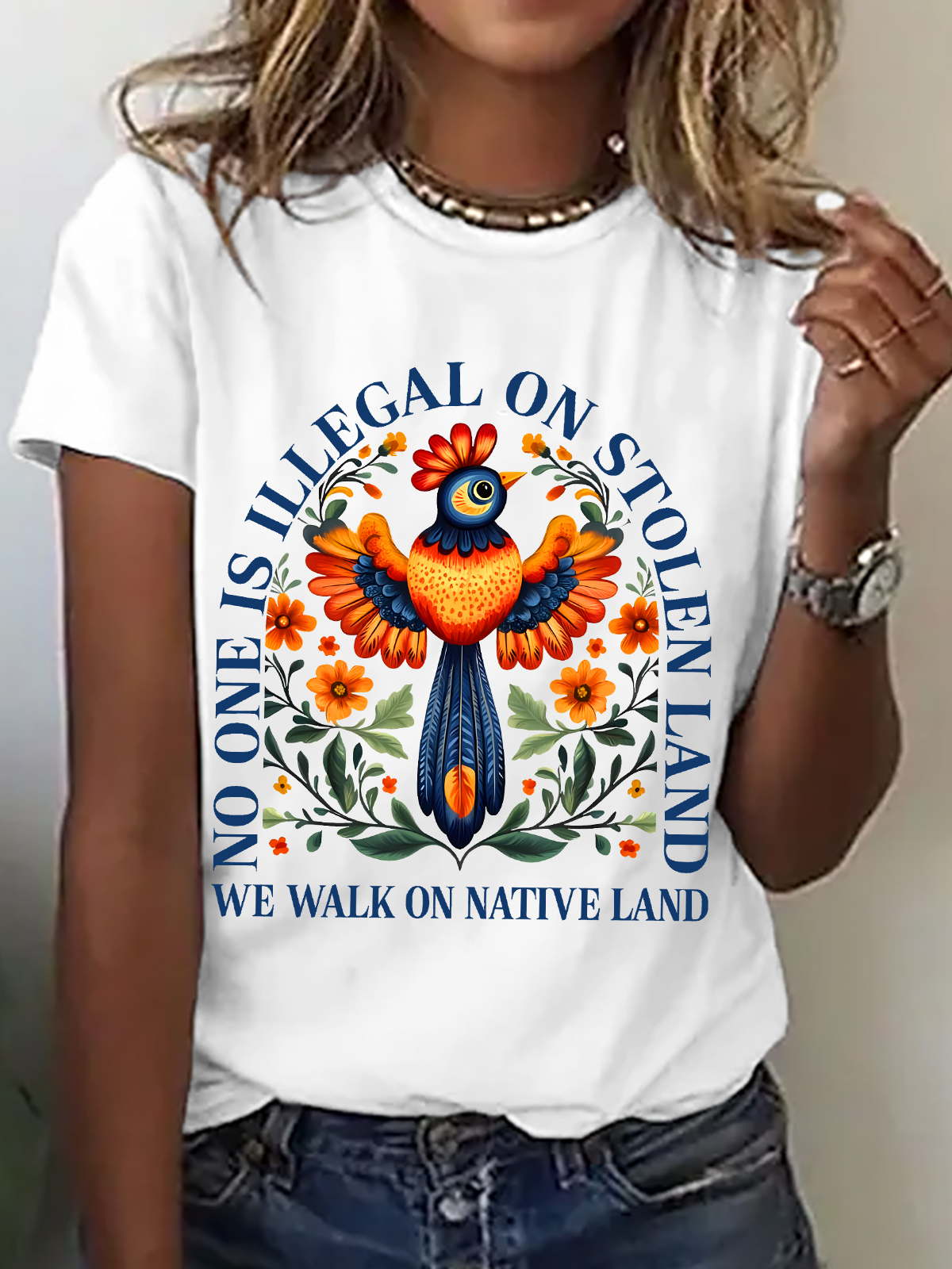 No One Is Illegal On Stolen Land Shirt, Antiracist Cotton T-Shirt