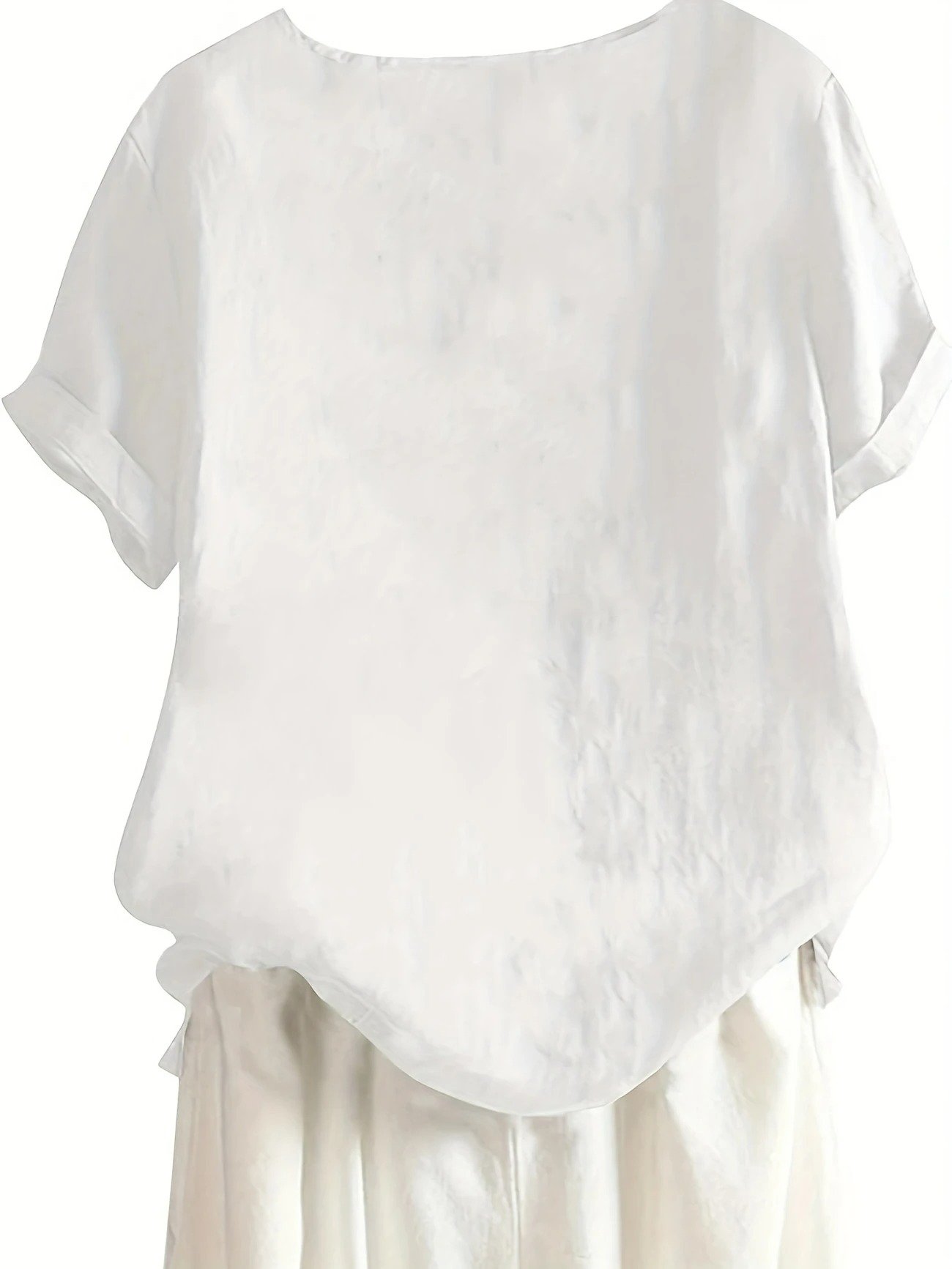 Regular Fit Cotton Elegant Crew Neck Blouse