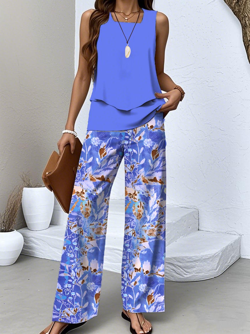 Casual Crew Neck Two-Piece Set With No