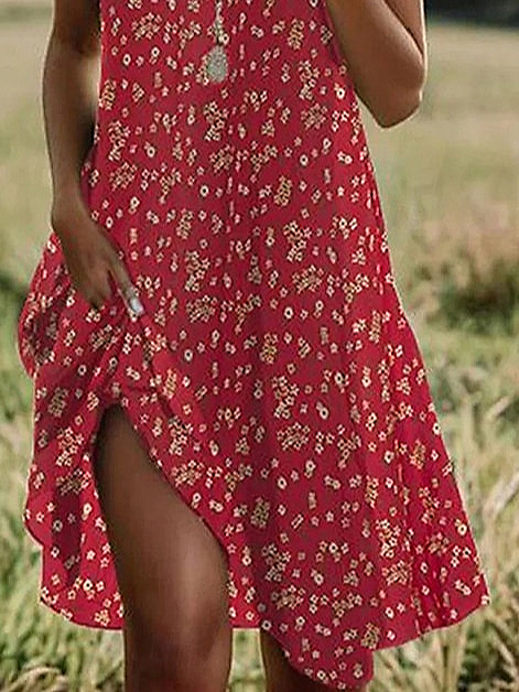 Women's Floral Print Casual Round Neck Short Sleeve Dress