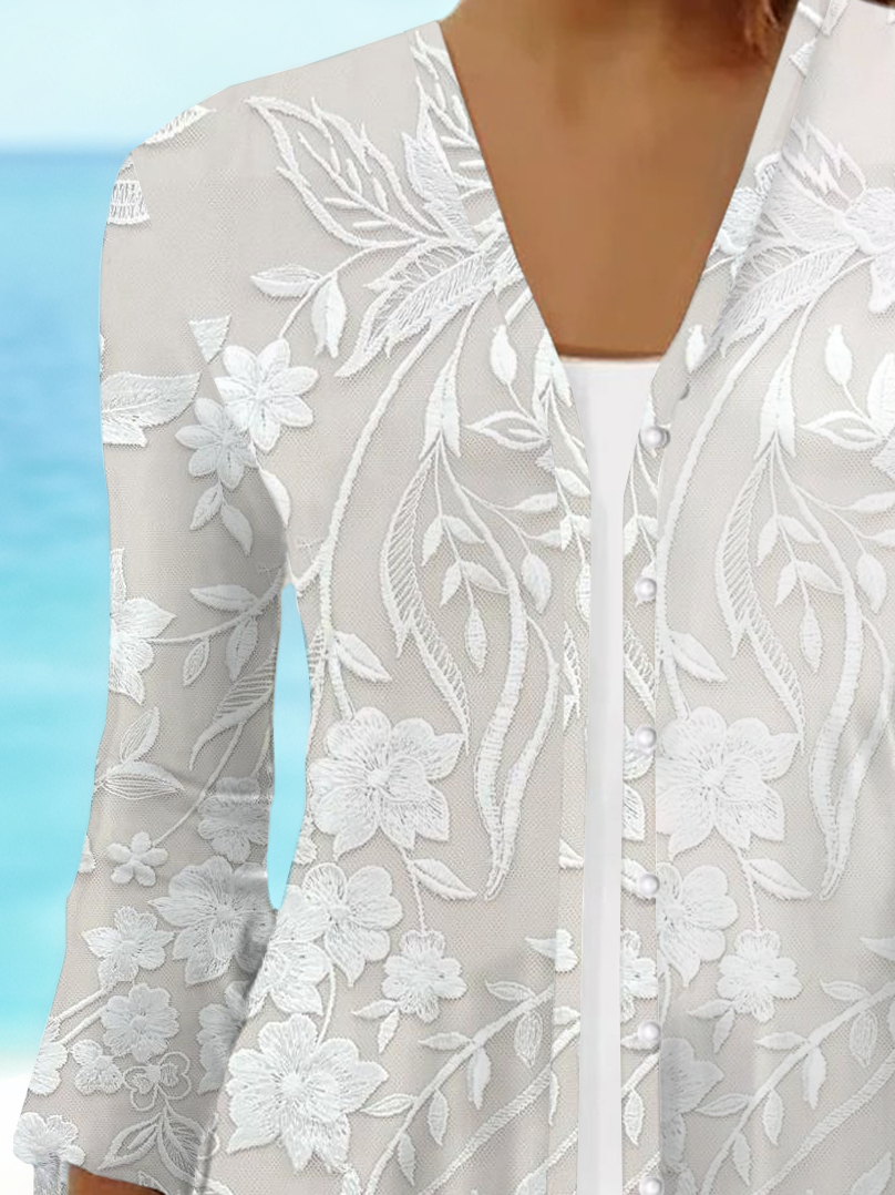 Women's Floral Print Casual Half Sleeve Cardigan