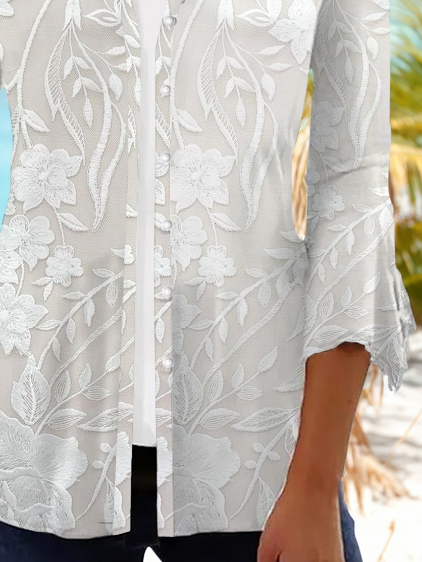 Women's Floral Print Casual Half Sleeve Cardigan