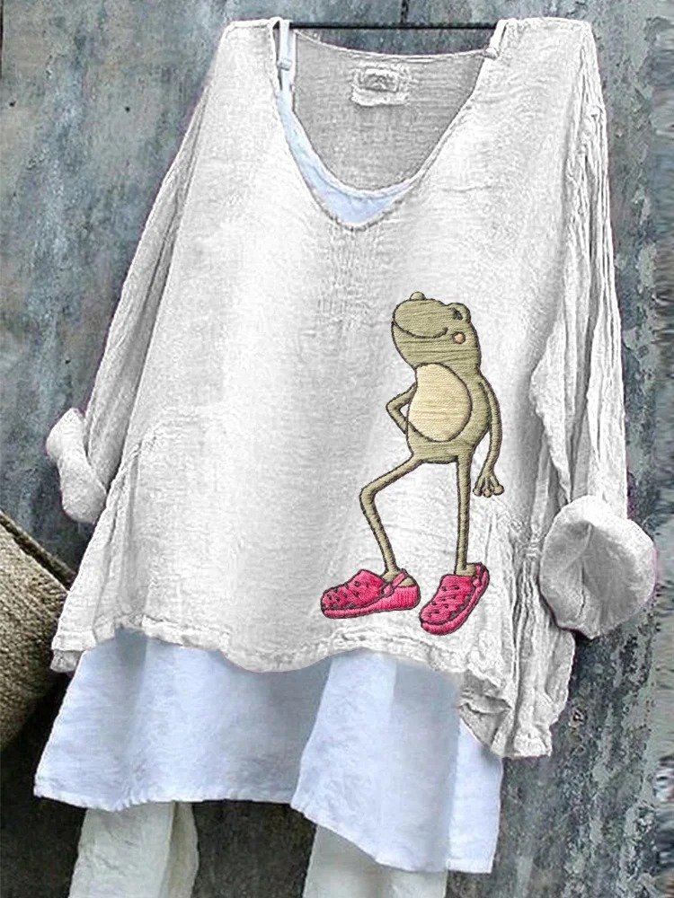 Loose Animal Linen T-Shirt