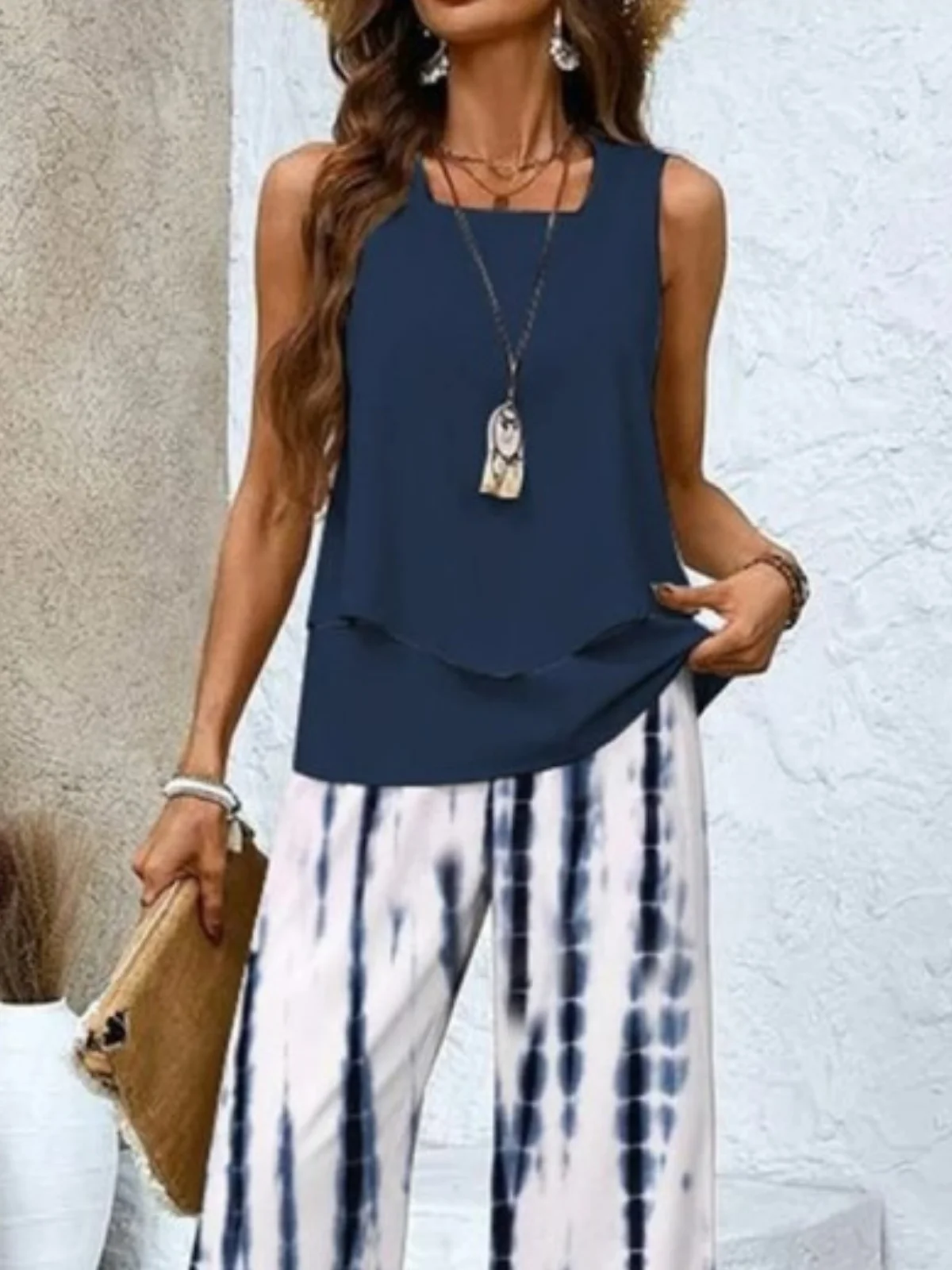 Casual Regular Fit Crew Neck Two-Piece Set