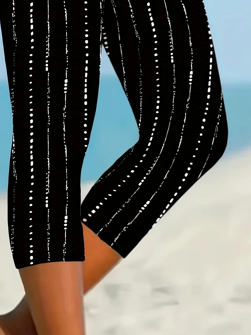 Women's Striped Print Casual Leggings