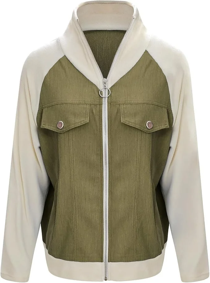 Loose Contrast Stitching Denim Casual Jacket