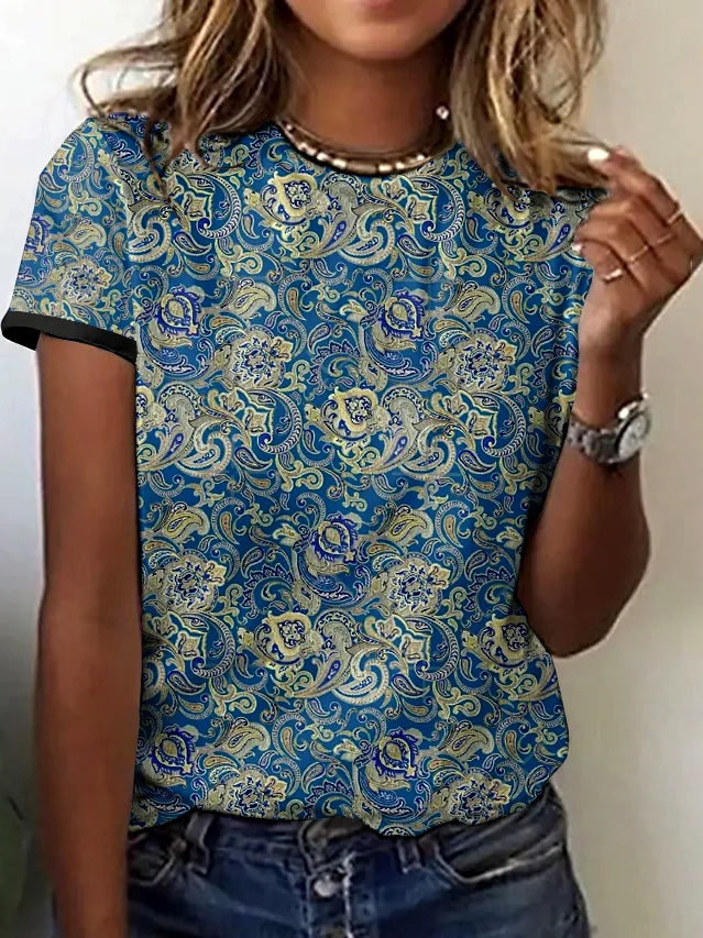 Vintage Regular Fit Painting Cotton T-Shirt