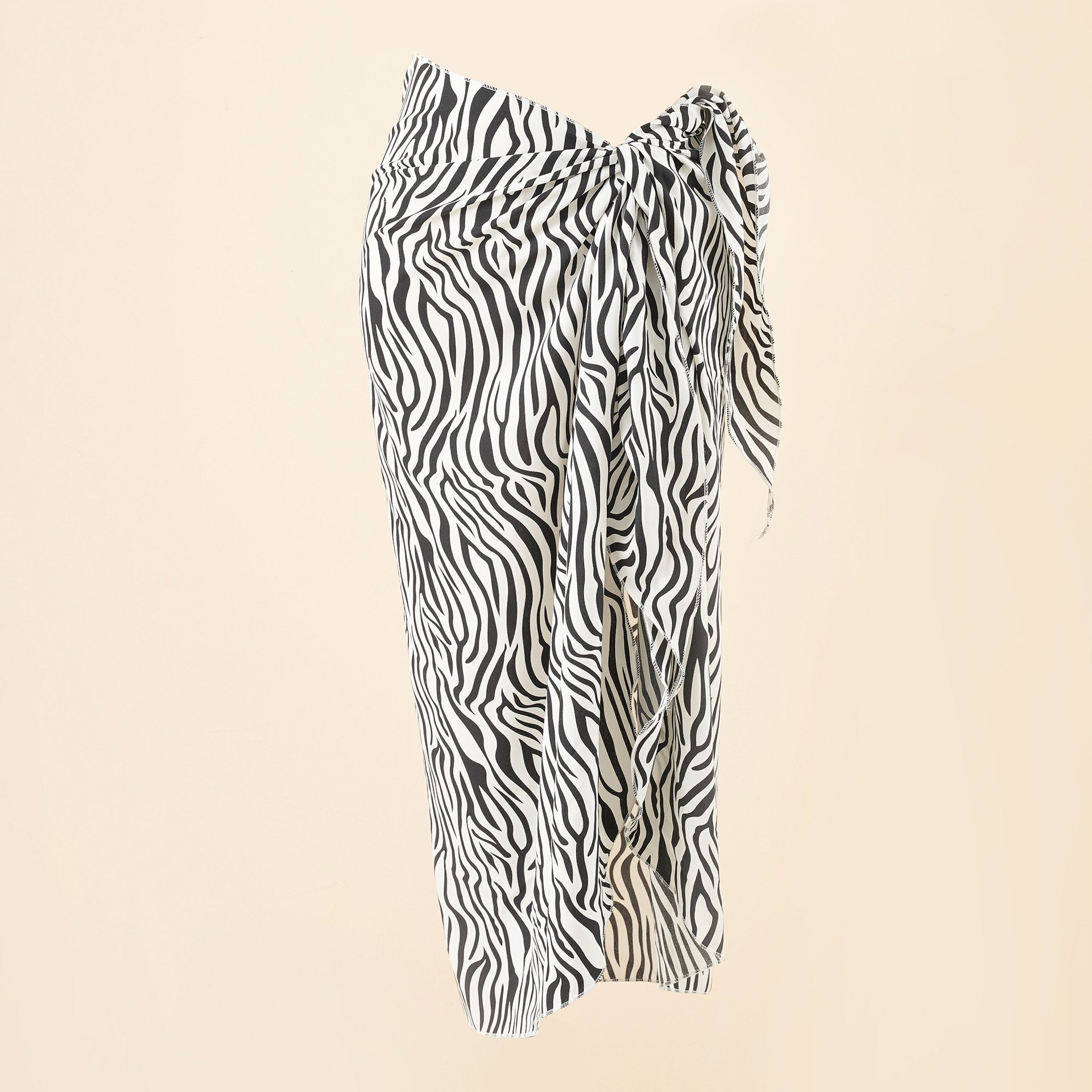 2025 new summer European and American style leopard print beach vacation chiffon print tie-dye strappy beach wrap skirt