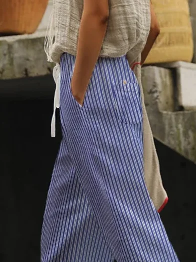 Women's Striped Print Casual Pants