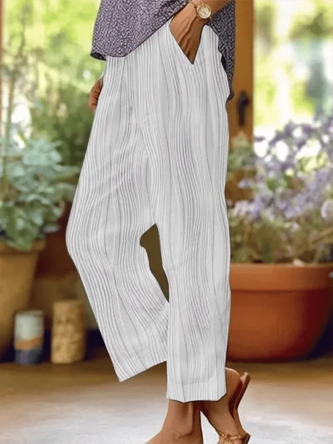 Women's Abstract Stripe Print Casual Pants