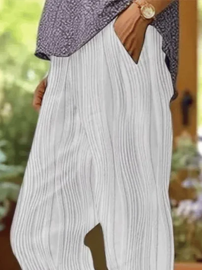 Women's Abstract Stripe Print Casual Pants