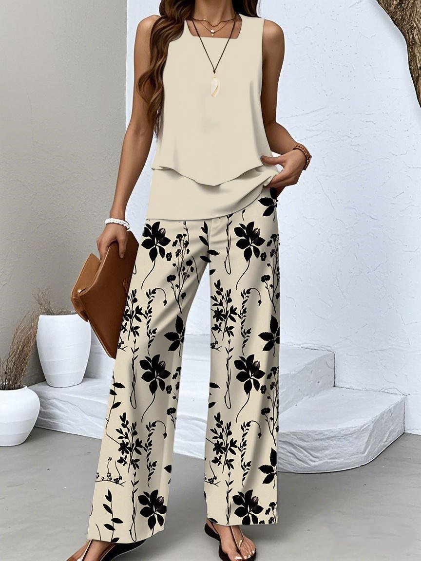 Floral Casual Two-Piece Set With No