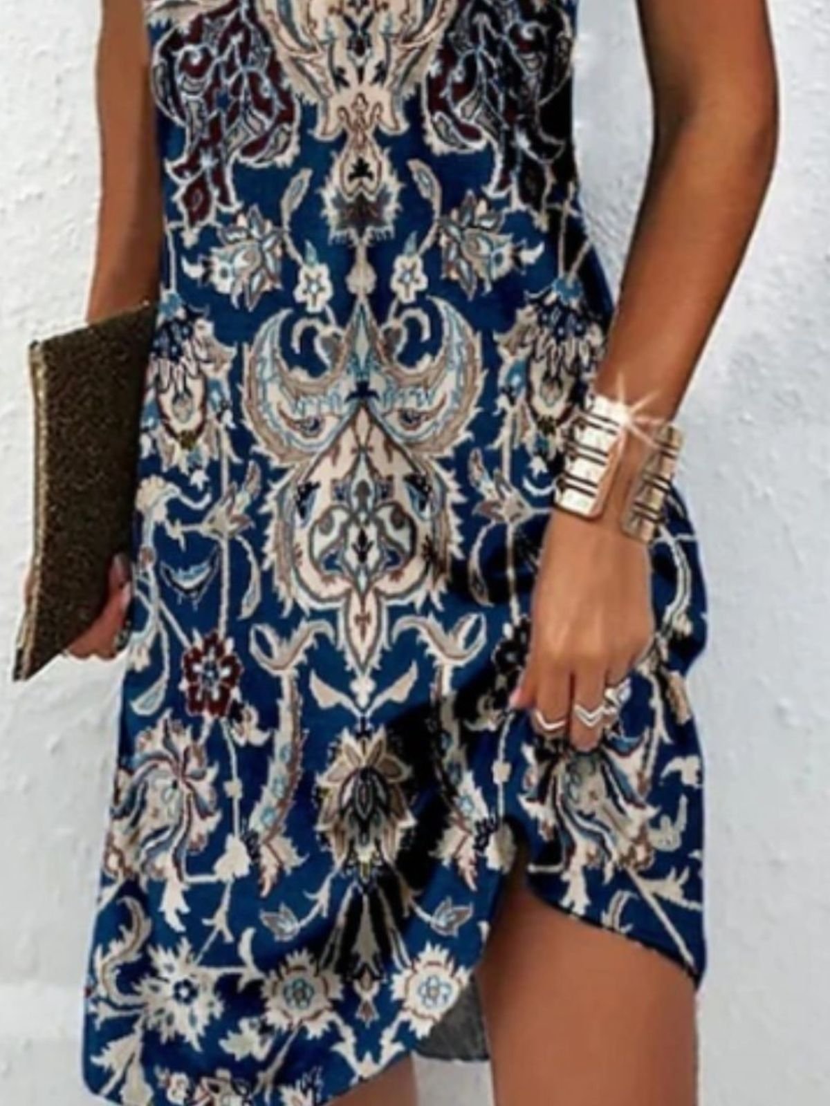 Floral Regular Fit Cotton Casual Dress With No