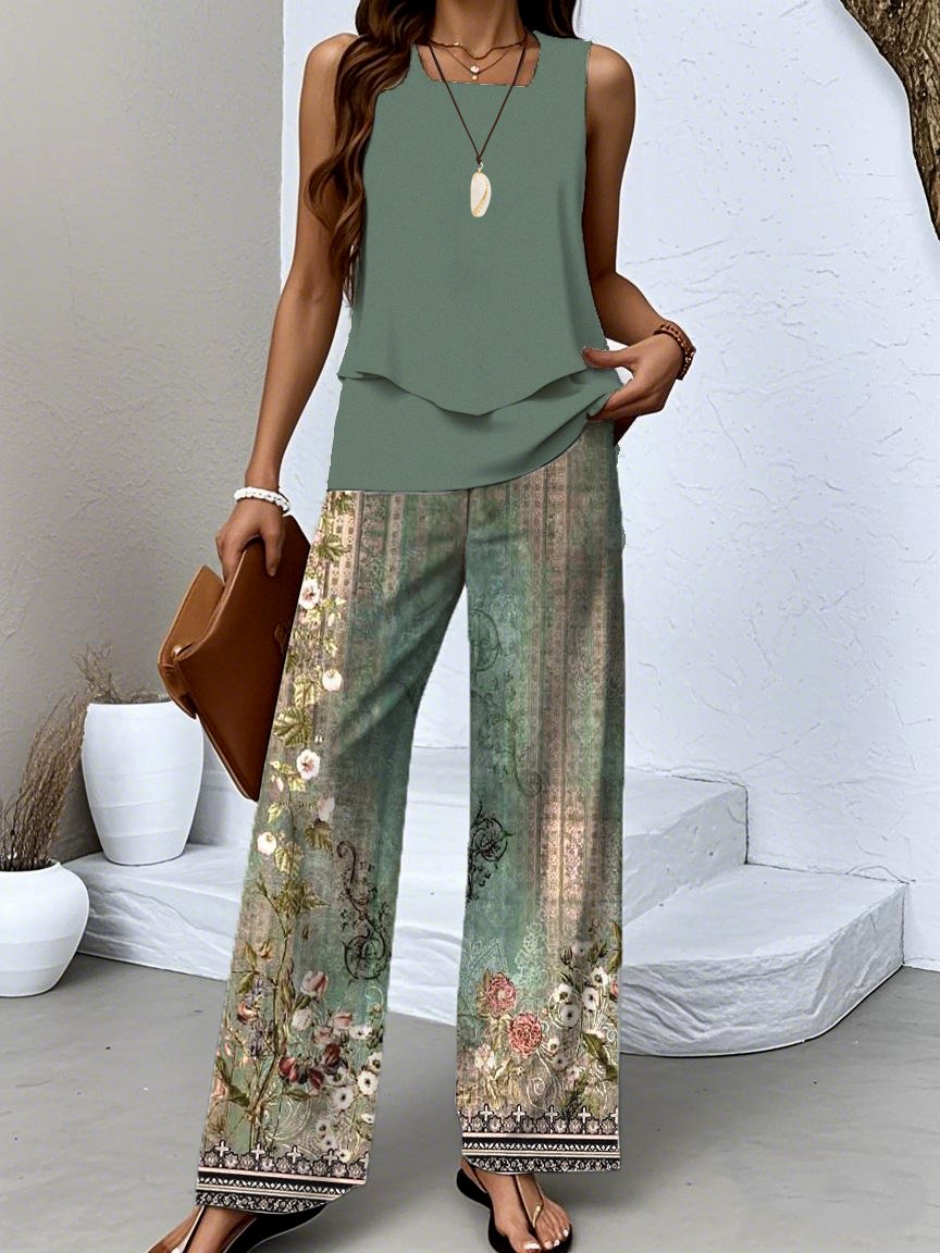 Regular Fit Casual Two-Piece Set With No