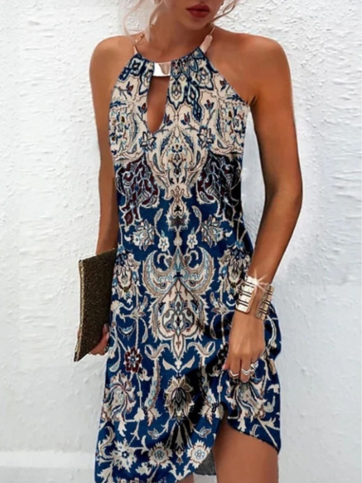 Floral Regular Fit Cotton Casual Dress With No