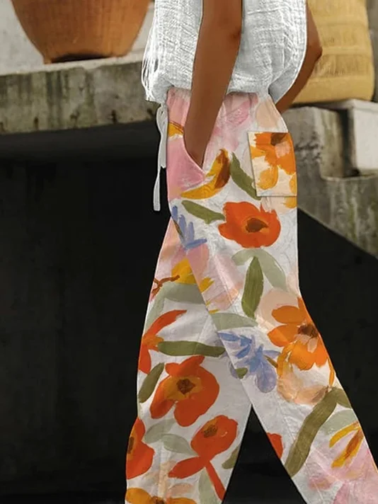 Floral Loose Casual Pants