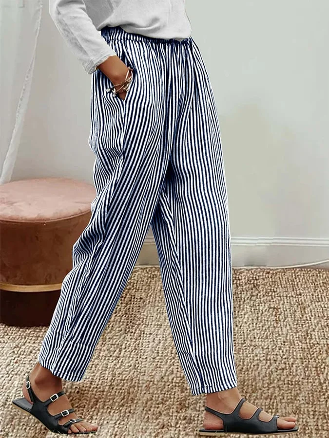 Women's Striped Print Casual Pants