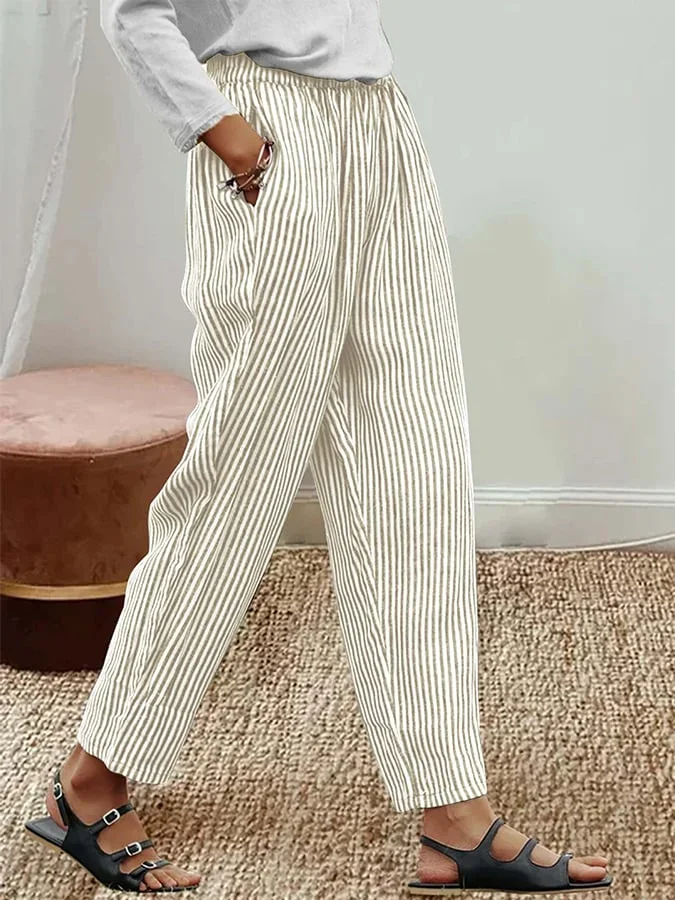 Women's Striped Print Casual Pants