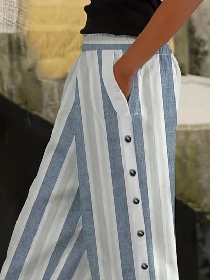 Women's Striped Print Casual Pants