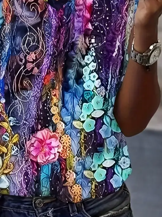 Women's Floral Print Casual Short Sleeve T-Shirt