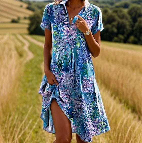 Cotton Floral Regular Fit Casual Dress With No
