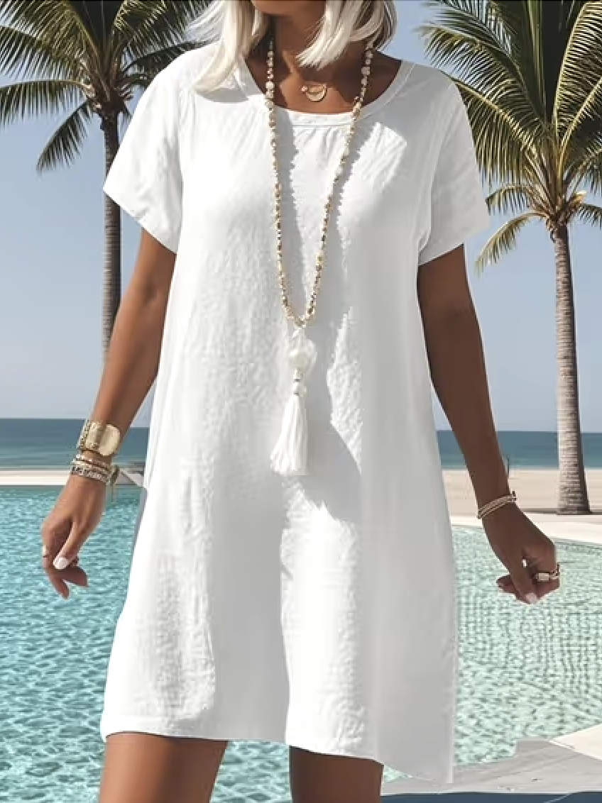 Crew Neck Casual Regular Fit Dress With No