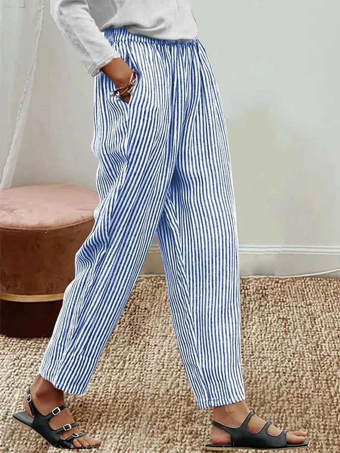 Women's Striped Print Casual Pants