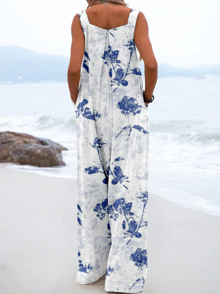 Loose Linen Blend Vintage Jumpsuit